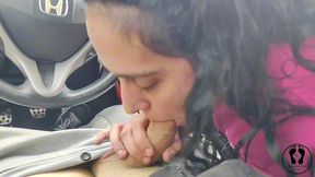 public blowjob in a car nerdy girl cum in mouth rainy day