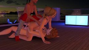 lesbian threesome double penetration with double headed dildos
