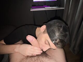 POV Cock sucking on cum on face