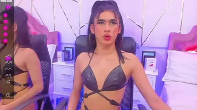 Shemale Toys With Her Ass And Jerks Off Her Cock On Webcam