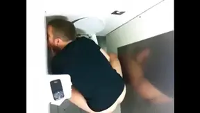 Hot Glory Hole Action Caught On Camera in Dirty Bathroom Stall – 18+