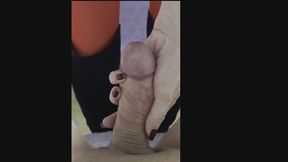 Mistress opens cock hole with huge probes