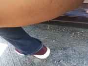 Jazzy pissing in shopping plaza