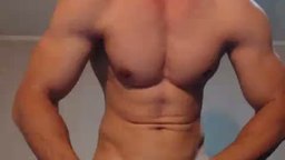 Muscle White Guy Flexes His Muscle and Strips Down