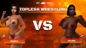 Topless female pro wrestling: Zalina challenges Nicole to face the champion 720p