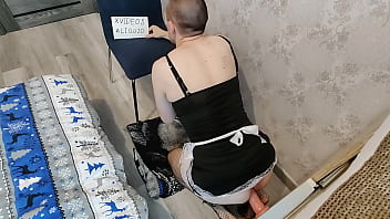 Submissive maid serviced cock