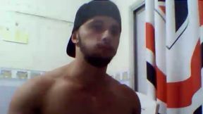 Athletic Latino Flexes,dances,teases on Bed and Ass Flash Short