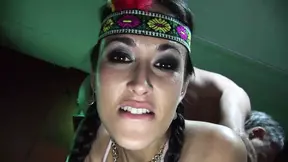 Tattooed mature Latina with big ass gets pounded by multiple cocks