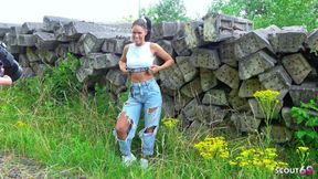 Fit German Latina Christy Ley *** to Risky Outdoor Fuck at Model Job