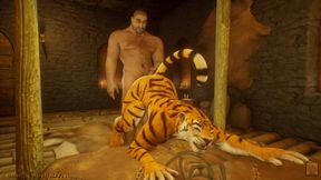 Tigress fucks big-dicked anthro in a furry animation