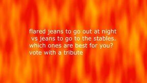 flared jeans to go out at night vs jeans to go to the stables - which ones are best for you? choose the best of the two