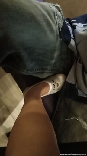 Foot play at Taco Bell