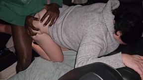 BBC Destroys Petite Cuck Wife Creampie Pound in Cramped Van Hubby Films Gush