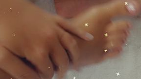 Cute toes get oiled up