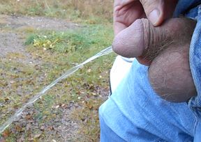 Me pissing in public outdoors in woods