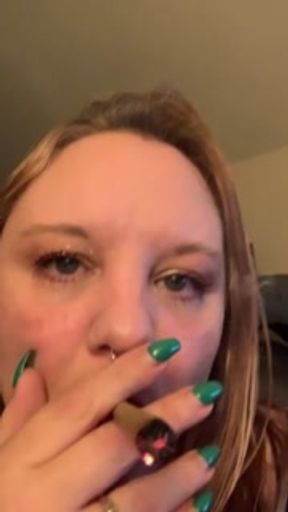 Smoking fetish huge boobs