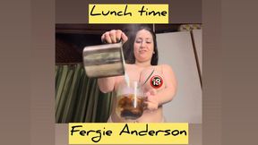 Preparing lunch topless - big tits
