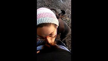 Exhibitionist Outdoor Public Blowjob - Tits Out w/ Cumshot Swallow