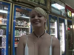 hot babe flashing in a store