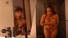 Why are you doing this? Stepson leaves his stepmother naked in the shower