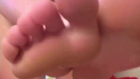 Naughty Denice showed natural tits and Foot Tease closeup