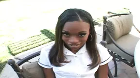 Divine's ebony pussy filled with a creamy load