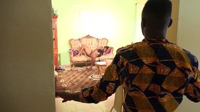 i fuck my slutty neighbor while she s masturbating on the phone with her husband. i take the opportunity to give her my black cock in her creamy pussy, and she enjoys it immensely while her husband is