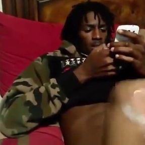 Black Stud Strokes His Massive Cock On Webcam 2