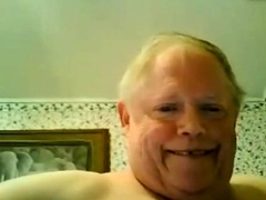 fat grandpa jerking off on the bed