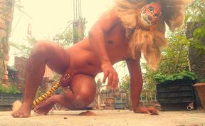 Amazing gay Lionman pissing on screen.Indian pierced  #lionmandick #lionman