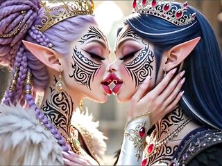 Pretty Elves Princess Giving a kiss, Ai Animation