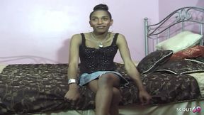 Ebony Skinny Shemale Fucked Anally by a Thick Black Cock