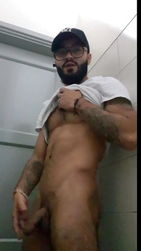 Hetero Caught Masturbating in the Public Bathroom