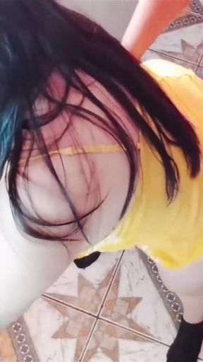 A sexy Latina stepmother with big breasts moves wildly while being penetrated from behind in the kitchen - Loud moans   Clip 3