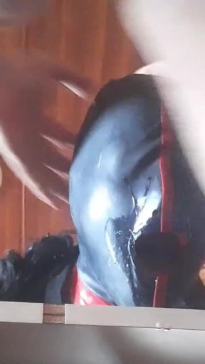 17 minutes of hogtied extreme blowjob and deepthroat with massive oral creampie