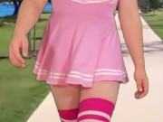 Short dress shemale public flashing