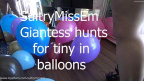 Giantess hunts for tiny in balloons