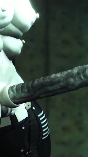 Sci-Fi sex machine. A super sexy brunette gets fucked by humanoid robot shemale   Clip 1