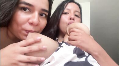 Milky busty Luna gets her tits sucked till overflow.