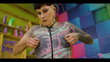 Tattooed bad girl's POV raw fuck with nipple play and gagging blowjob