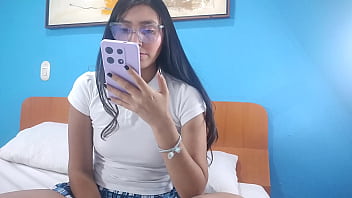 Shy but very sexy college stepsister fucking with stepbrother in a short mini skirt