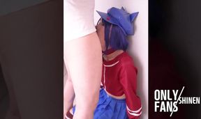 Shemale cosplayer destroys dick with MiSide handjob blowjob cumshot frenzy