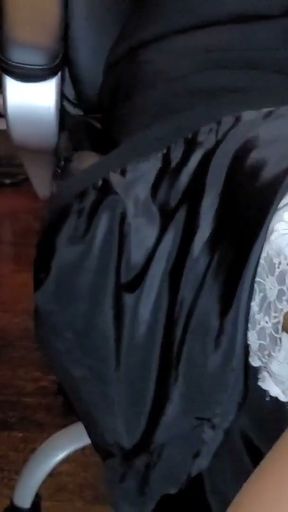 Long office skirt with a silky lining and satin half slip   Clip 1