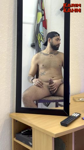 Spraying a Massive Load of My Arab Cum on My Mirror!