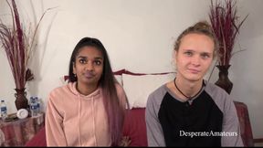 Desperate Amateurs petite redhead Pepper Hart and teen Kiki Sweet get their tight pussies pounded by big white cocks