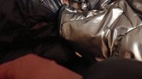 Down Jacket Fetish - Playing and Cumming on Her Shiny Puffer Jacket