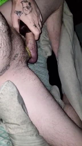 White Boy Uses Ebony Pocket Pussy to Get off