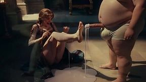 The fairy ai princess got bathed in cum completely on the fat guy's dick