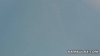 Beautiful creampie with big white cock and tiny black pussy
