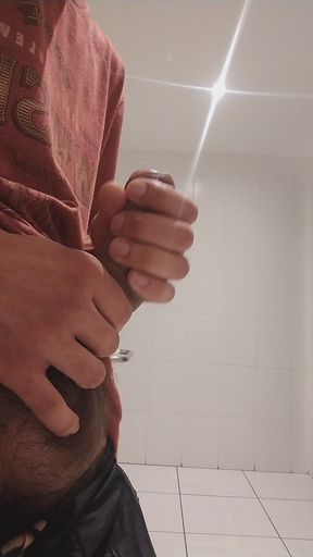 Cumshow in the Bathroom at Work